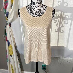 Melanie Lyne beige faux suede mesh tank top.  Size small